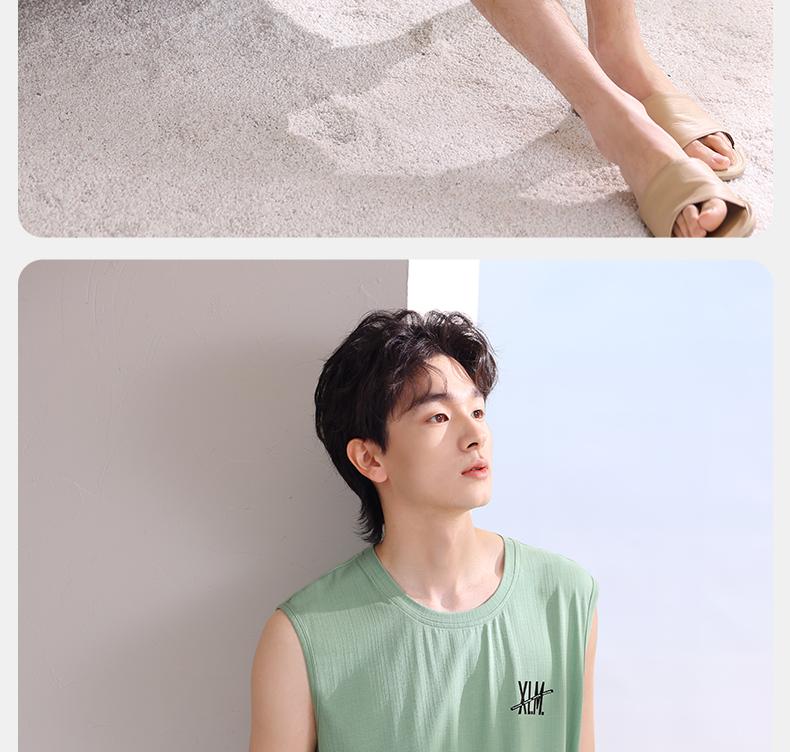 Xuan Liang Men's Sleepwear Summer Modal Cotton Tank Top Shorts Casual Outable Large Cool Home Furnishing Set