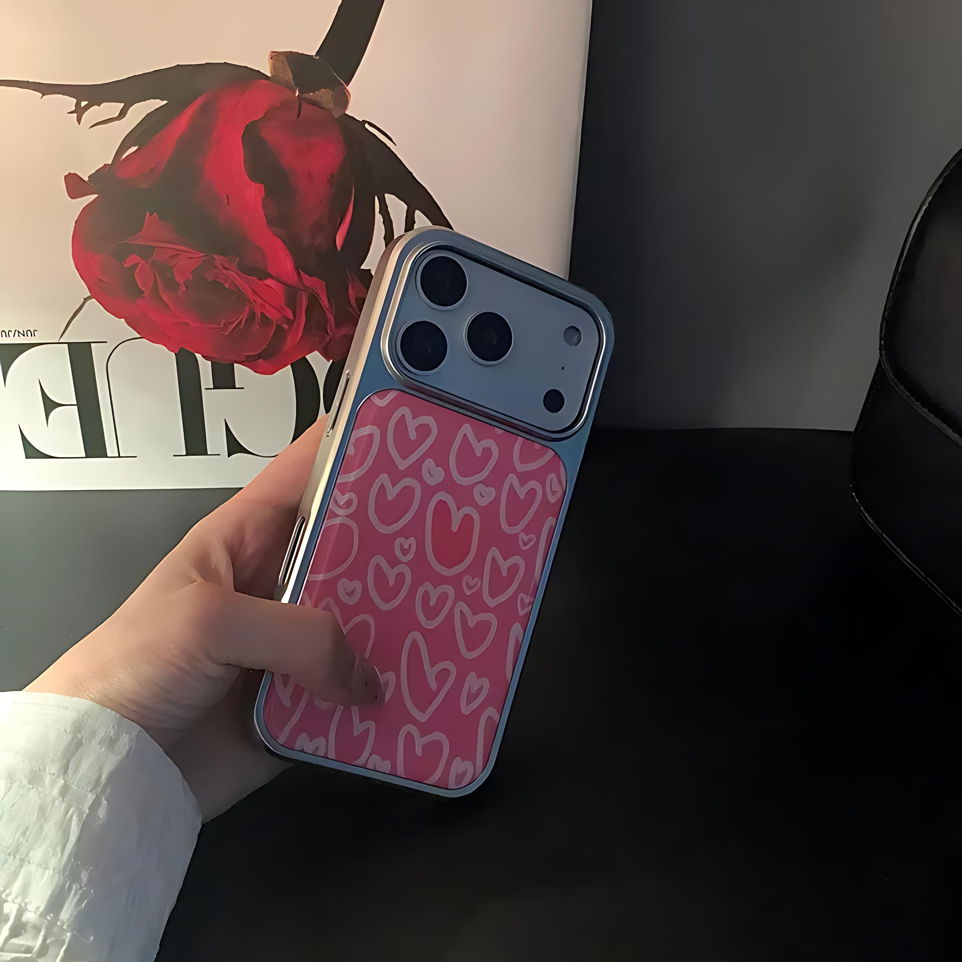 

Корейский полноэкранный розовый чехол-сердечко для iPhone 17 16e 16 15 14 13 12 11 Air Pro Max X XR 8 Plus Роскошная прозрачная мягкая задняя крышка iPhone 11