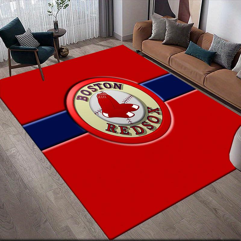 Boston Red Sox2 Flanellmuster Quadratischer Teppich, Läufer, Teppich für Wohnzimmer Schlafzimmer Sofa Spielzimmer Dekor, Rutschfeste Fußmatte