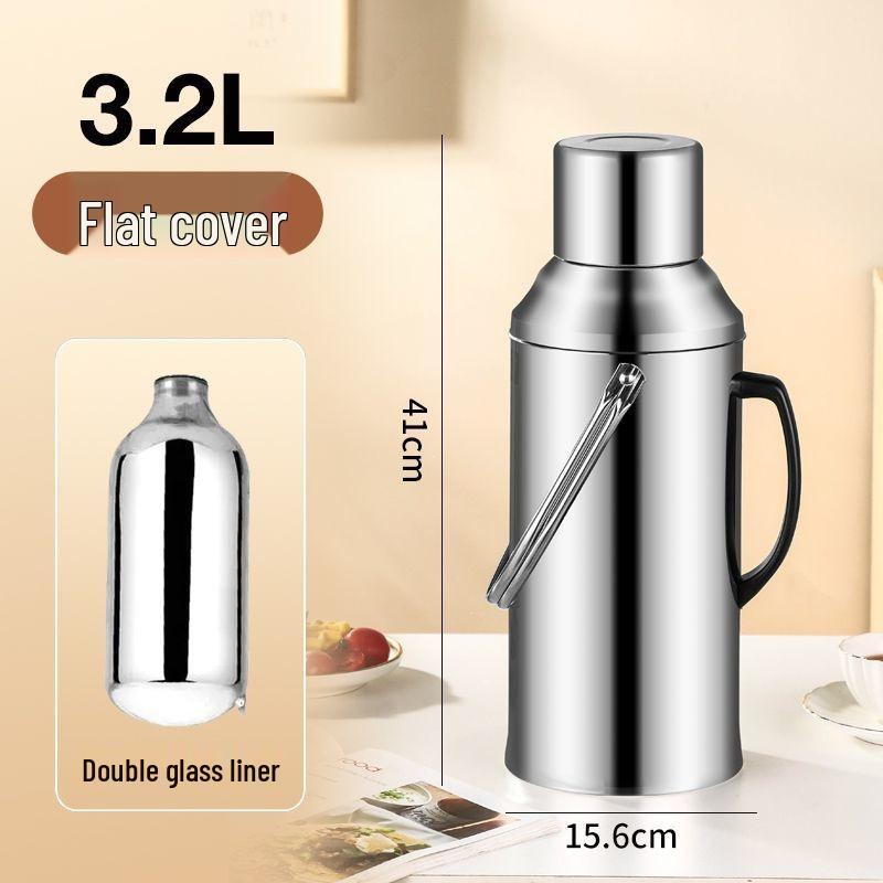 Large Capacity Stainless Steel Thermos Flask with Double Layer Insulation and Glass Liner