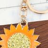 Sparkling Rhinestone Sunflower Keychain Women Girls Car Key Ring Holder Backpack Pendant Purse Bag Charm Decoration Accessories