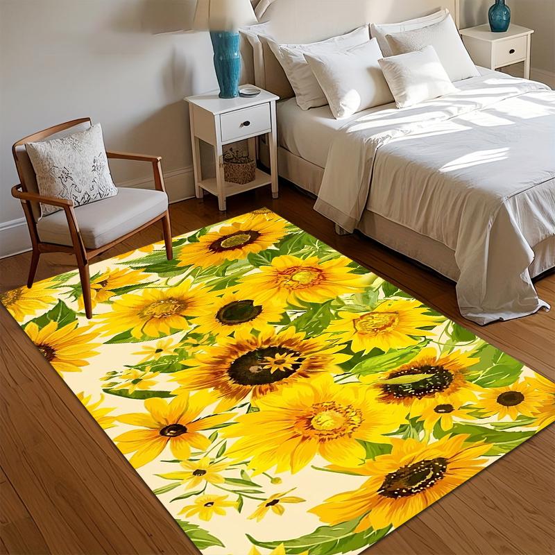 

Sunflower Floral Door Mat Washable Carpet Non-Slip Rug for Entryway & Kitchen Bold Yellow & Cream Carpet Home Alfombra Gift Rugs 40x60CM