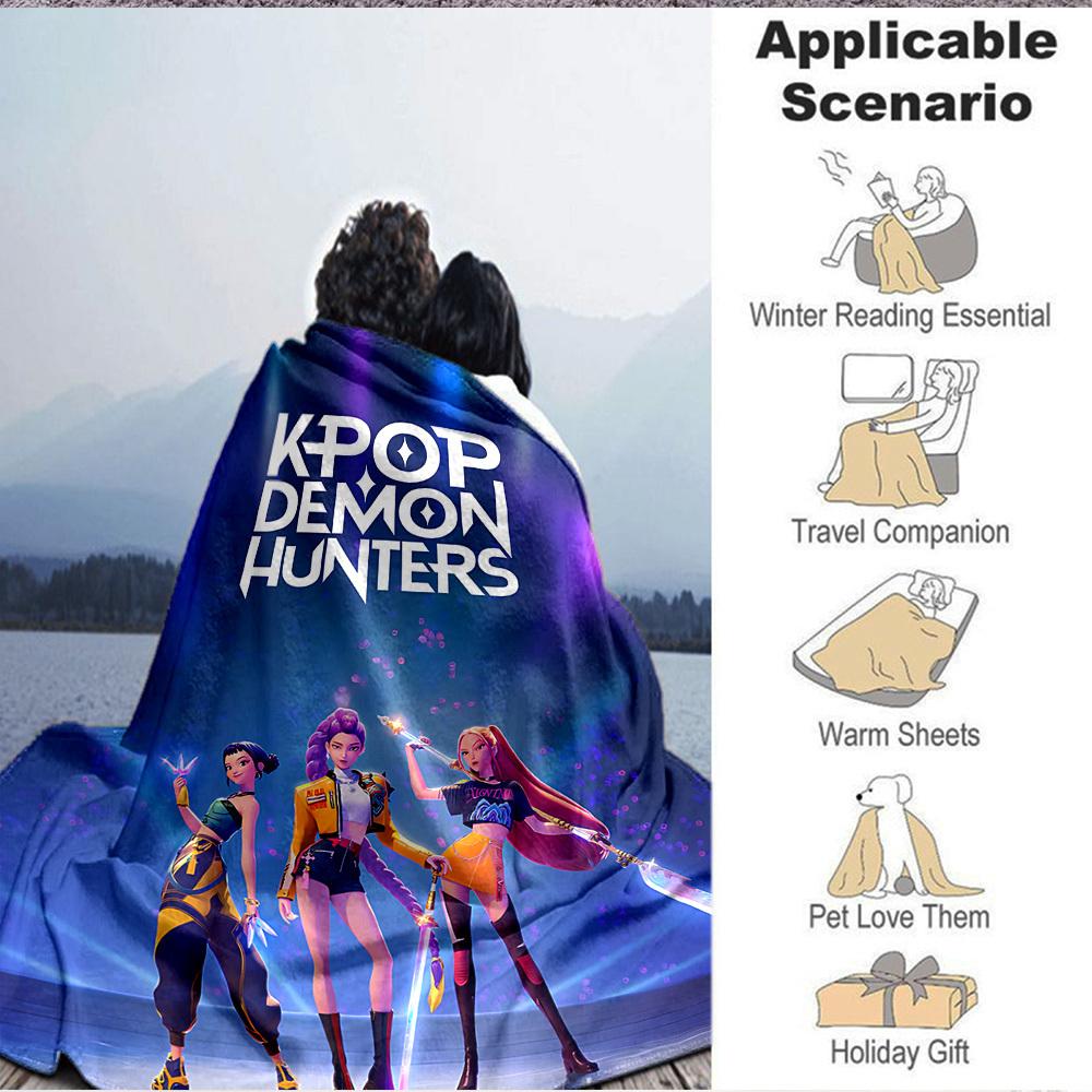 1pz Coperta KPOP DEMON HUNTERS, Plaid per Divano, Letto, Viaggio, Campeggio, Soggiorno,