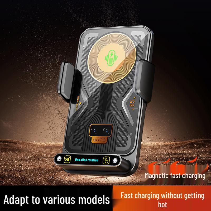 Magnetic Air Vent Car Phone Holder with 15W Wireless Fast Charging and Swivel Navigation