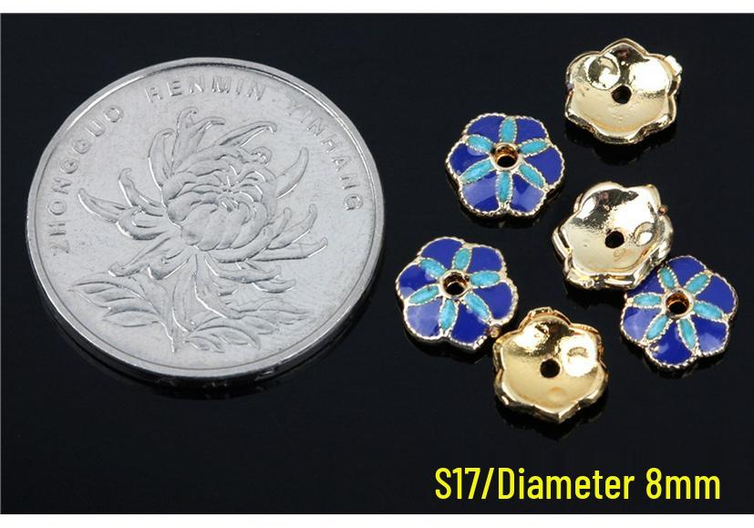 Copper Enamel Flower Beads for DIY Jewelry - 6mm