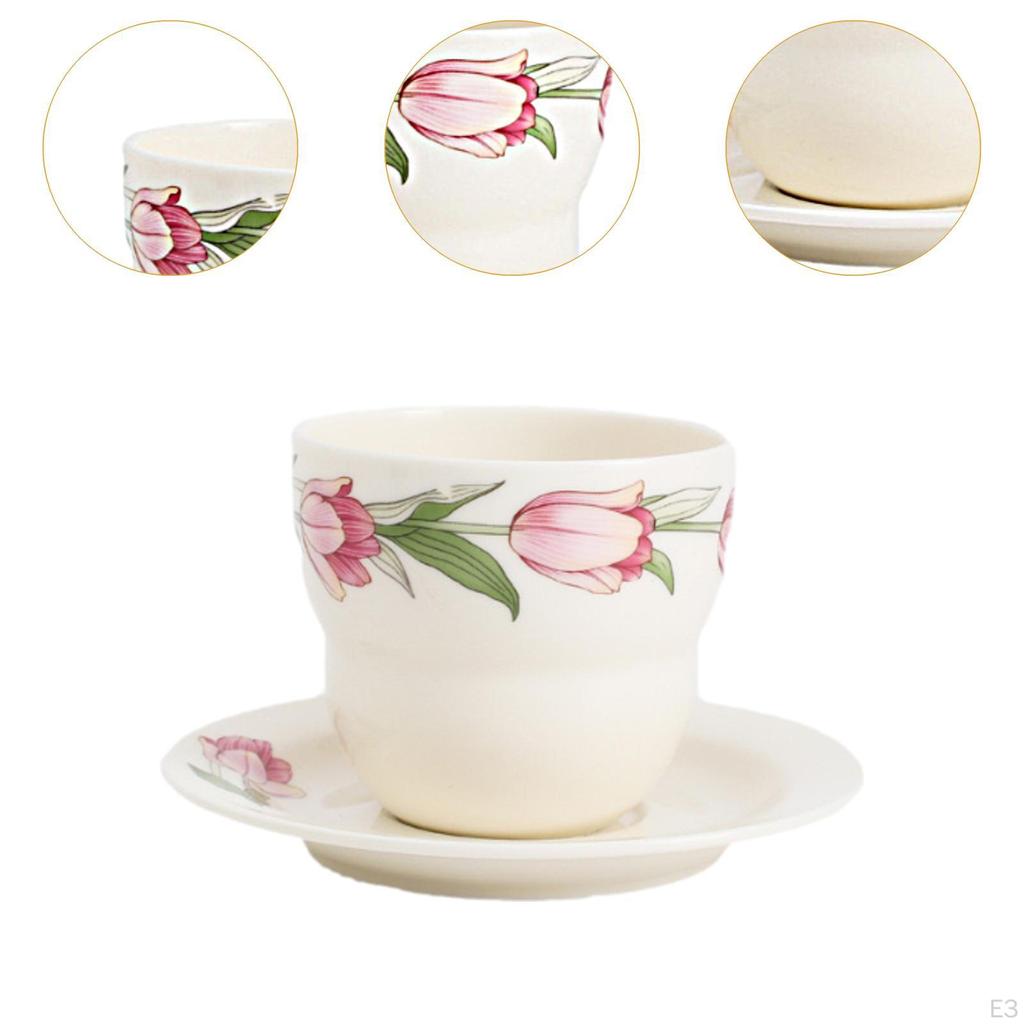 Porcelanowa filiżanka do kawy ze spodkiem ozdobny zestaw talerzy kwiatowych kubek do herbaty