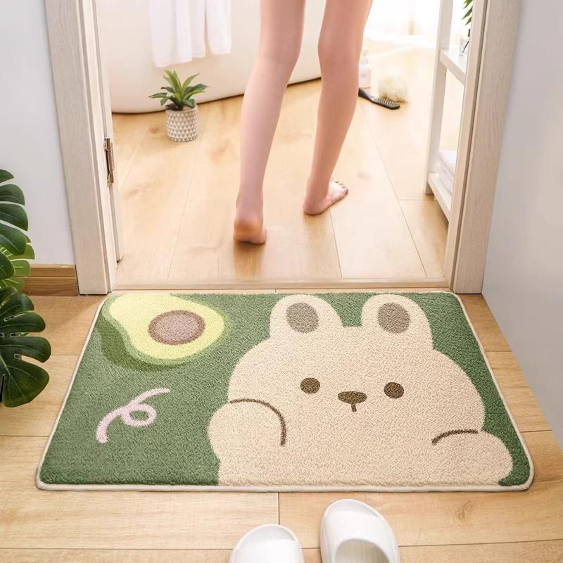 Cartoon Imitation Cashmere Bathroom Floor Mat Entry Door Mat Bathroom Bath Household Toilet Non-slip Foot Mat Absorbent Mat