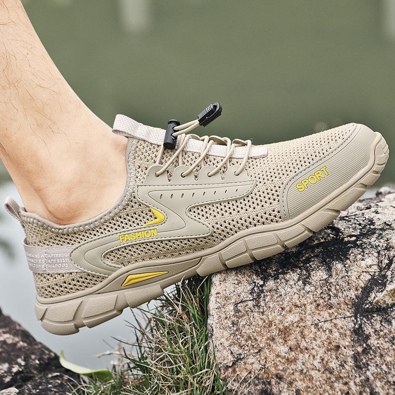 Men's Walking Sneakers Outdoor Anti Slip Wear-resistant Mesh Shoes Summer Lightweight Elastic Band Wading Shoes Size 38-46