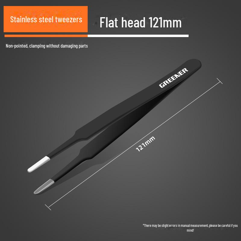 

Набор прецизионных антистатических пинцетов из нержавеющей стали Green Forest — 3 шт., локтевые, плоские, с тонкими концами для сварки и цифрового ремонта flat-tip