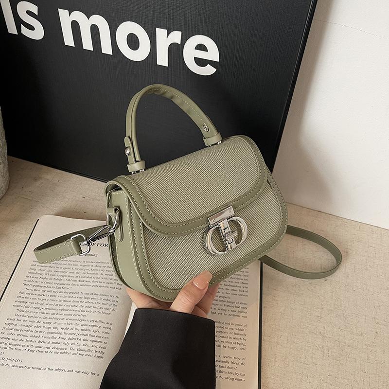 New Niche Design Popular Contrasting Color Saddle Bag Portable Shoulder Crossbody Trendy Women's Bag