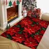Christmas Poinsettia Flower Area Rugs Non-Slip Washable Carpet for Bedroom Living Room Rug Holiday Decor Floor Mat