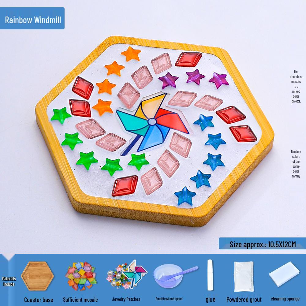DIY Mosaic Coaster Kit: Creative Glass Sticker Craft for Kids & Adults
