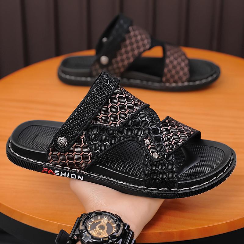 

Fashion Comfort Durable Multifunctional Wear Light Weight Suture Leather Slippers Unique Style Beach Shoes Fashion Shoes Summer Style 38 коричневый