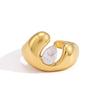 Stainless Steel Chunky Pear CZ Open Ring 18K Gold Plated Bold Statement Cuff Ring for Women Fashion Jewelry