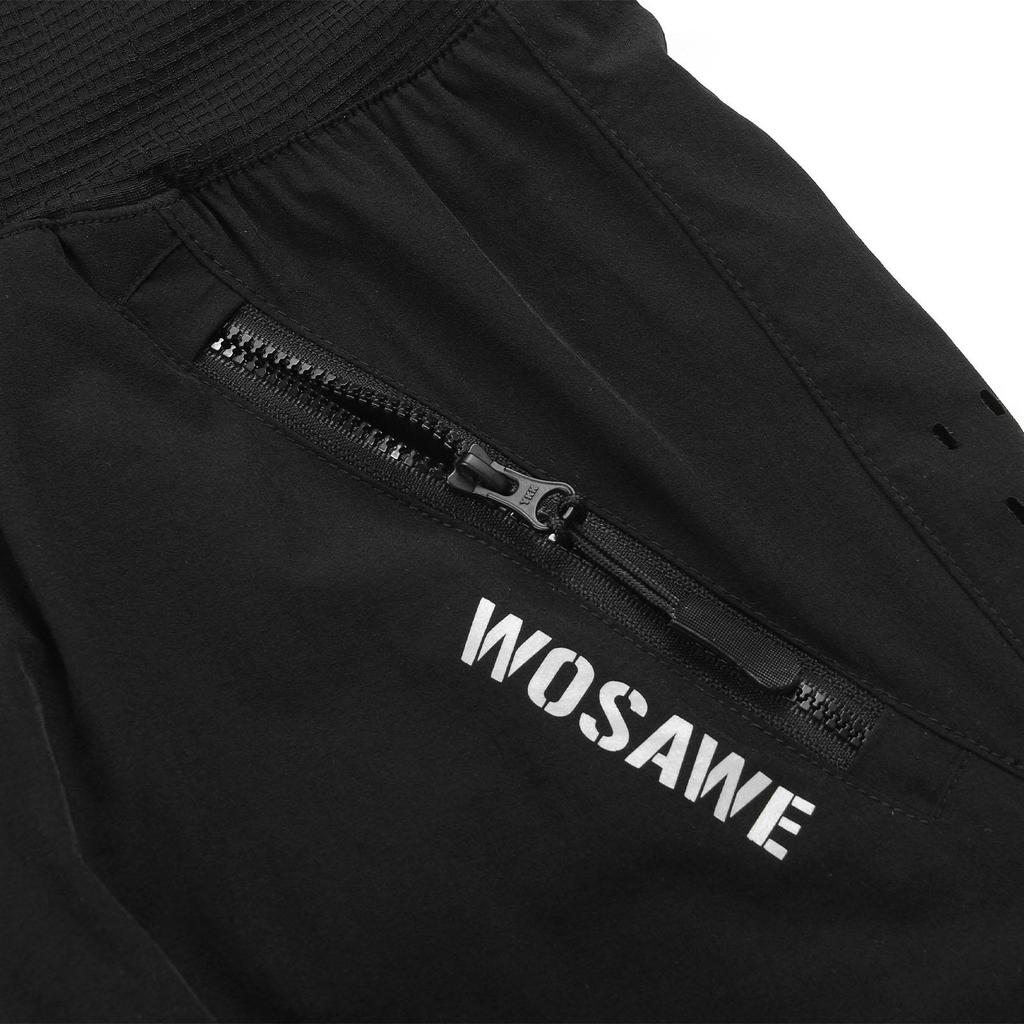 Wosawe Unisex Elastyczne Przyjazne dla Skóry Wygodne Wyściełane Pianką Podszyte Spodenki Kolarskie 2 w 1