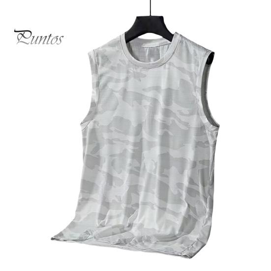 

Літній чоловічий спортивний жилет без рукавів з круглим вирізом з камуфляжним принтом Тонкий швидковисихаючий еластичний пуловер з хорошою повітропроникністю Баскетбол Тренажерний зал Майка для тренувань XL білий