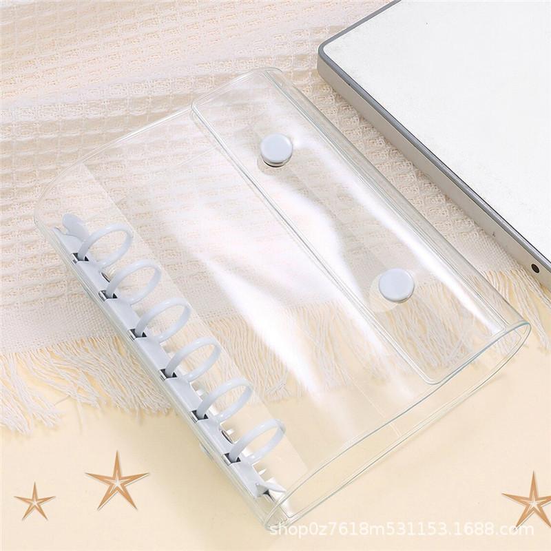 A7 Double Buckle Transparent PVC Photo Album with 6-Hole Loose-Leaf Design