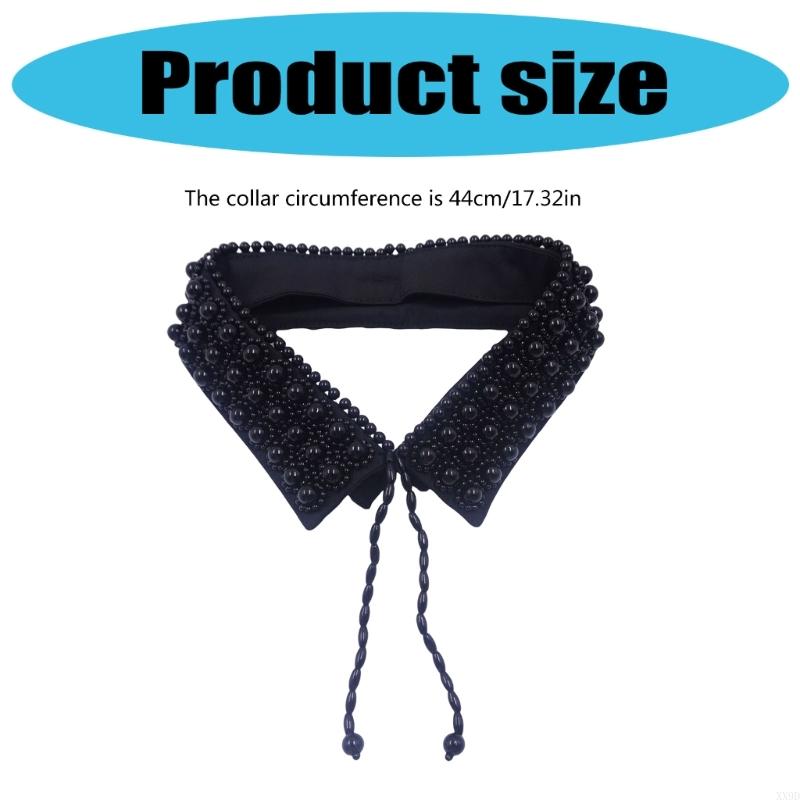 Perfect Match Laceup Tied False Collar Decorative Accessory Soft Fabric Pearls Decors Collar