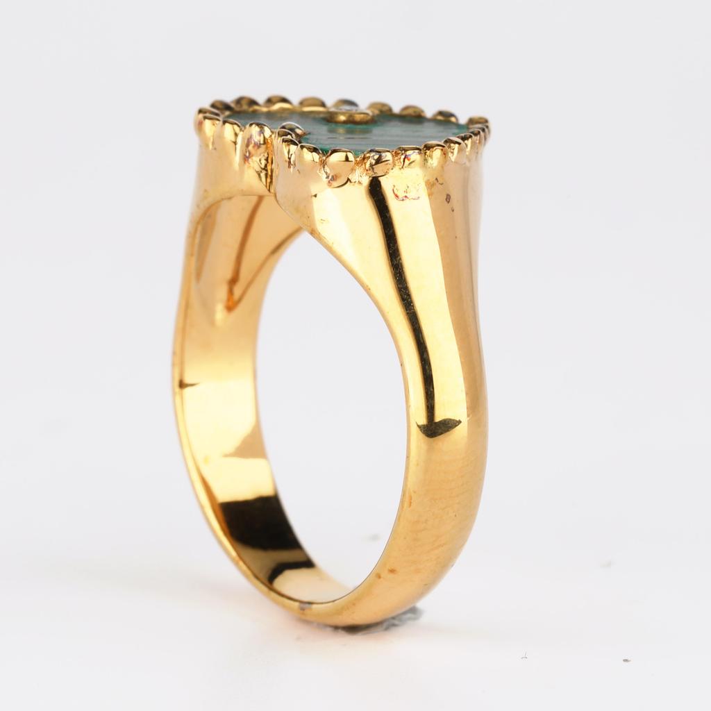 925 Silver Gold Plated Malachite Heart Ring Women Diamond Accent Jewelry Gift