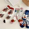 1pair/5pairs Abstract Print Mid-tube Socks, Comfortable Fashion Ladies' Trendy Graffiti Style Socks, Couples' Four Seasons Socks