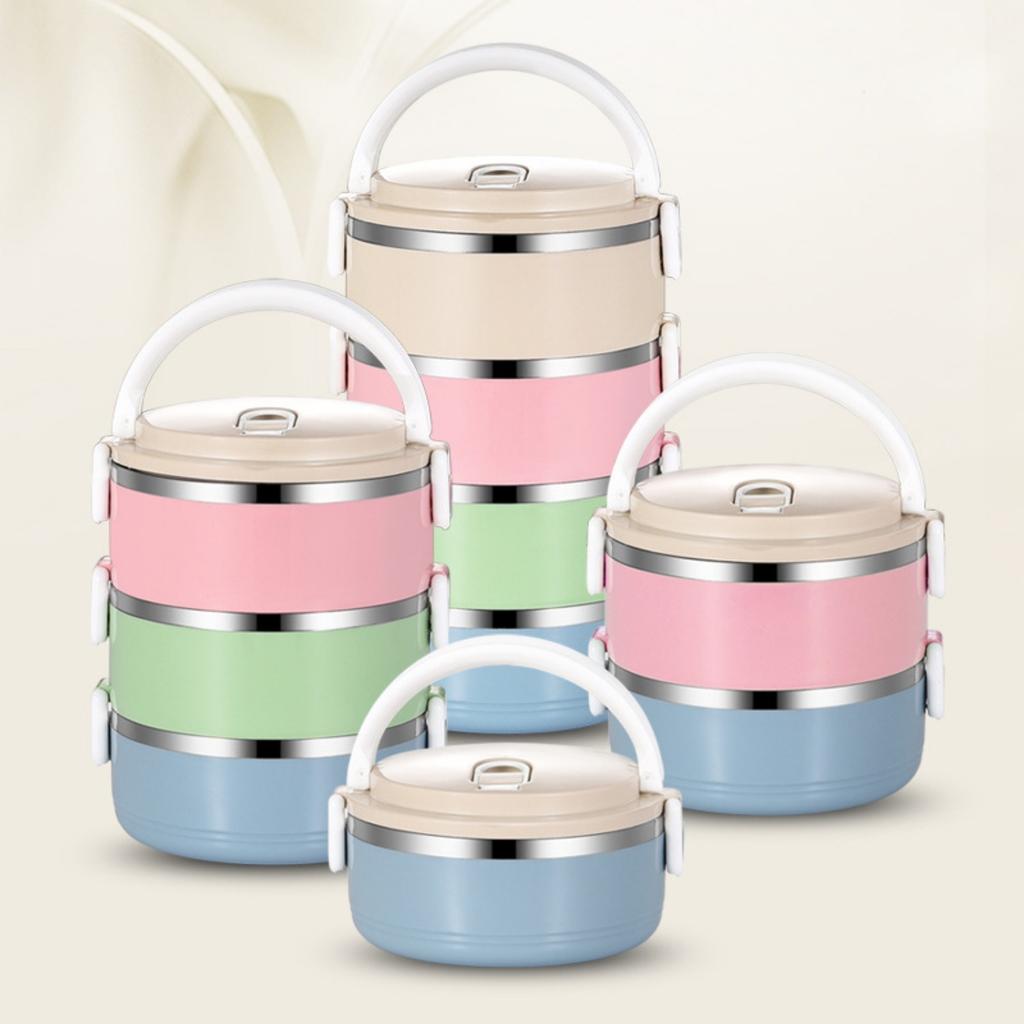1pcs Stackable Stainless Steel Lunch Box Insulated With Handles  Portable Leak-Proof BPA-Free Bento Box for Adults Work, Picnic