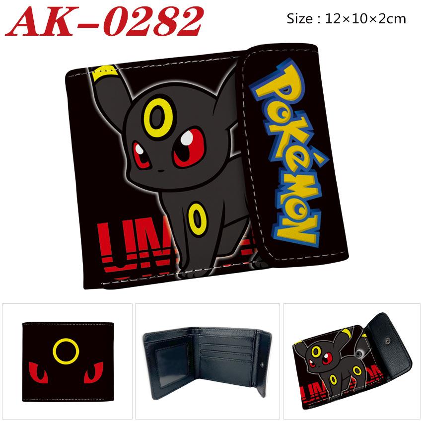 Pokemon Eevee Anime Full Color Snap Button PU Leather Short Wallet Card Holder Coin Purse for Men Women Students