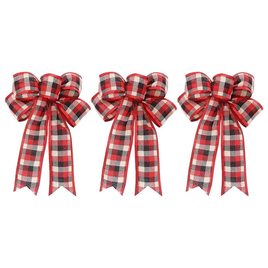3Pcs Portable Xmas Bow-knot Interior Decoration Bow Christmas Bows Holiday Decorative Lightweight Party Accessories