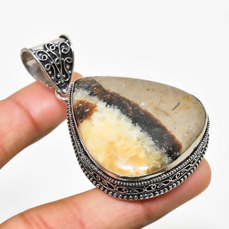 

Ювелирный кулон с септерианским камнем ручной работы, посеребренный 925 пробы, 2,27 дюйма