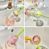 1pc Tulip-Shaped Reusable Cup Brush with Long Handle and Detachable Sponge Head - Durable Plastic Kitchen Cleaning Tool for Bottles and Glass