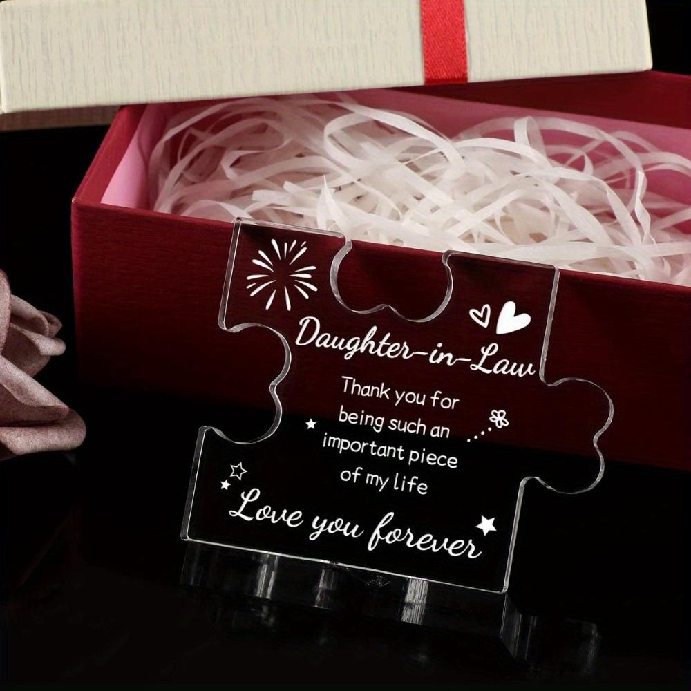 Daughter-in-Law Acrylic Puzzle. Birthday or Christmas desk decor gift from mother-in-law.