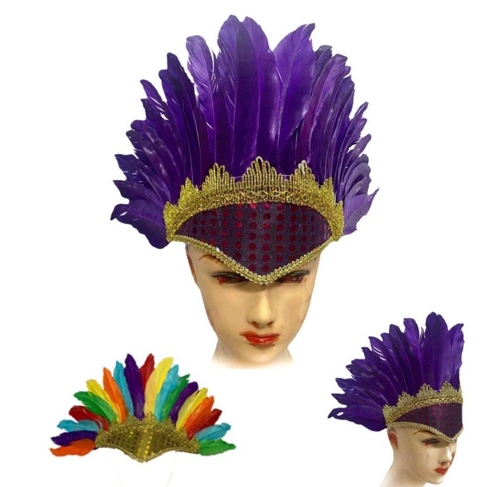 Head-mounted Feather Headdress Hair Band Carnival Costume Headwear Chief Headdress Adult Kids