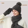 Knitted Hat Scarf Gloves Women's Winter Thick Ear-Warming Hat and Neck Warmer Set 3Pcs