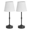 Cordless Table Lamp 2PCS Rechargeable Battery Desk Lamp Fabric Shade Black