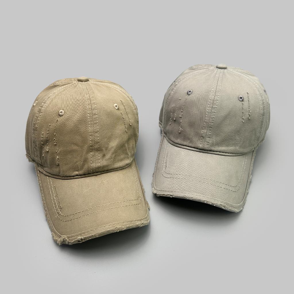Retro Personal Simple Solid Baseball Hats New Men Women Sunshade Broken Style Versatile Distress Fashion Street Ins Peaked Caps