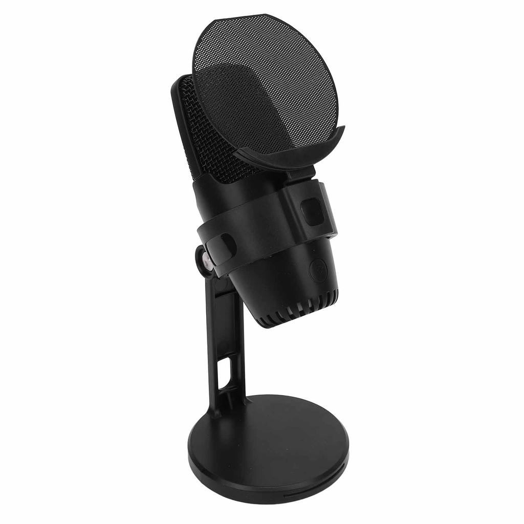 Gaming Microphone Quick Mute Function Pop Filter Colorful Light USB Condenser Mic Black