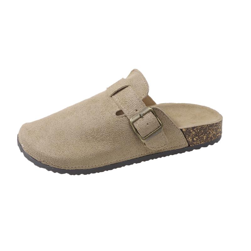 

Модная женская обувь 2024 года, модные женские тапочки с закрытым носком, весна-осень, замшевые, с пряжкой, однотонные, на плоской подошве, повседневные, удобные, офисные женские туфли 40 хаки