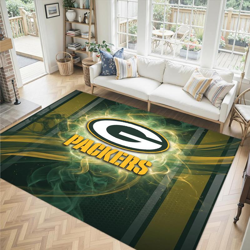 Green Bay Packers Design Crystal Velvet Carpet Cozy Non?Slip Printed Rug For Bedroom Living Room Entrance