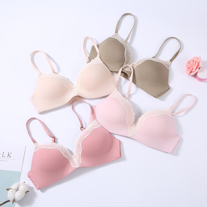 French Thin Lace Underwear Small Chest Push-up Sexy Bra Without Steel Ring Adjustable Girl Bra