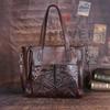 Retro Genuine Leather Female Bag Large Capacity Casual Tote Handmade Embossed Women Handbag Shoulder Bags
