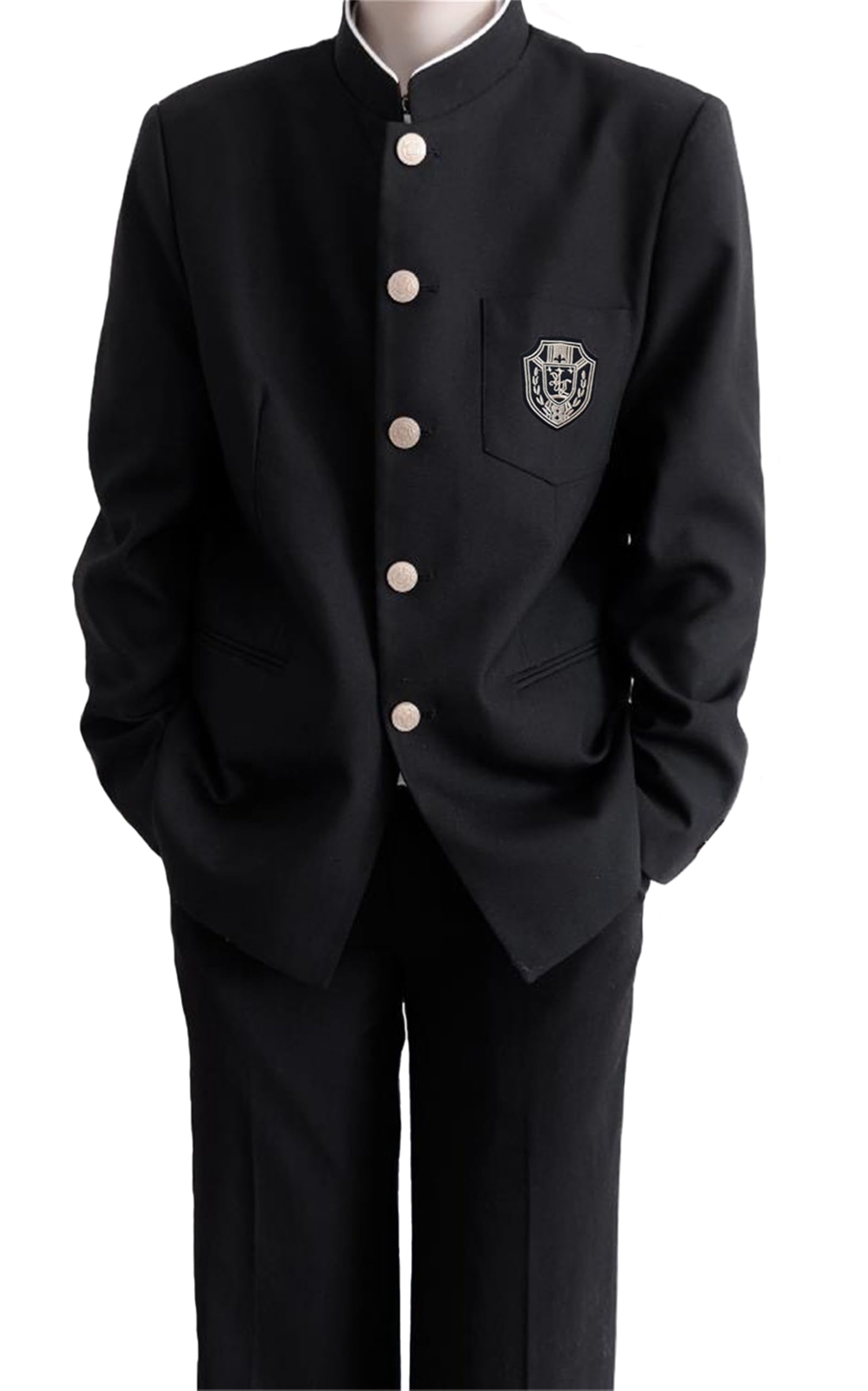 

Sivrusn Gakuran Cosplay School Uniform for Collar Faux High School Uniform for Cheerleading Costume for School Cultural Entrance and Black Size L