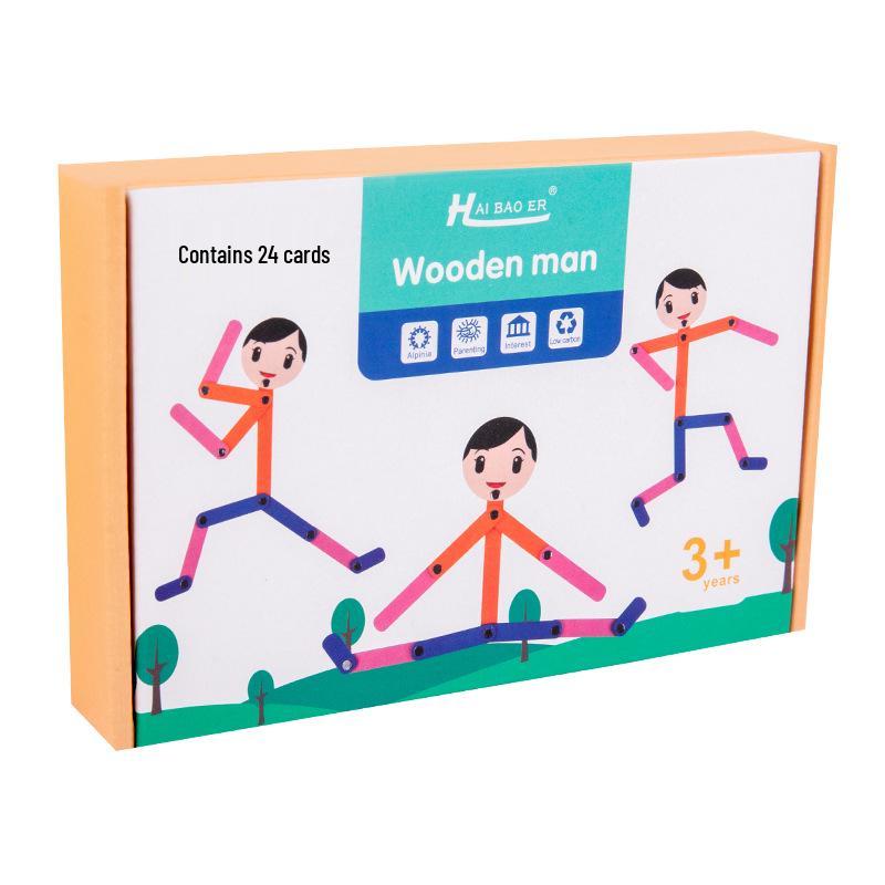 Educational Matchstick Figure Movement Game - Versatile Wooden Toy for Children's Learning and Play
