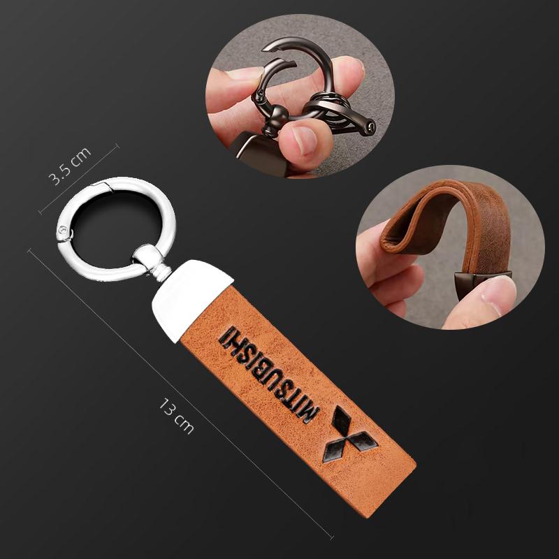 Car Vintage Leather Keychain Ring Zinc Alloy Chain Key For Mitsubishi Colt I200 Space Delica Triton Eclipse Outlander Pajero ASX HZ8