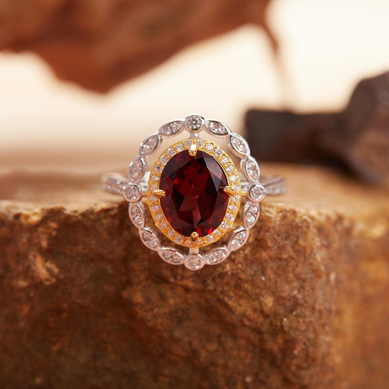 Anello in Argento Sterling S925 Topazio Naturale Viola Citrino Anello Femminile Indice Xiaohongshu