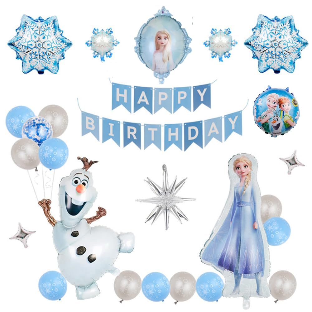 Frozen Birthday Decorations, Party Balloons, Birthday Balloons, Decorations, Aluminum Film Balloons, Happy Birthday Banner, Cake Top, Cake Flag Set,