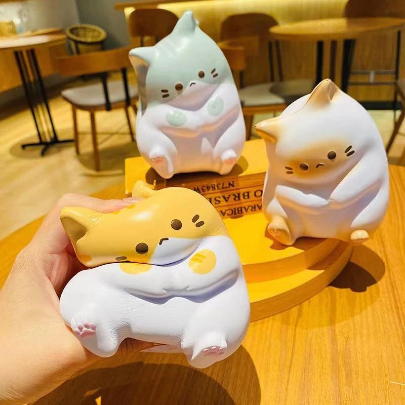 Cartoon Toys Kids Childrens Toys 1Pc Adorable Cat Squeeze for Adult Soft Pinch PU Slow Rebound Balls Pop Fidget Halloween Christmas Gift Presents