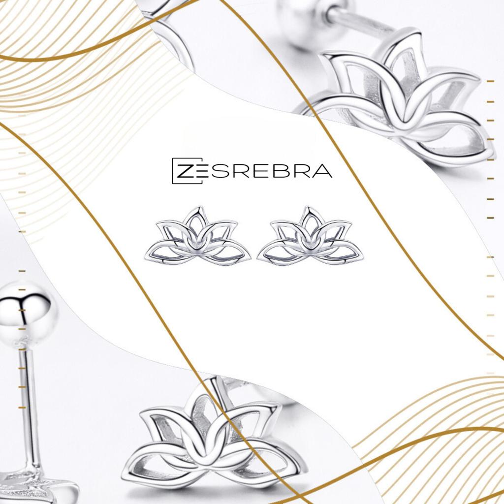 Earrings With Cubic Zirconia S925 Lotus Flower Stud Zirconia Crystals