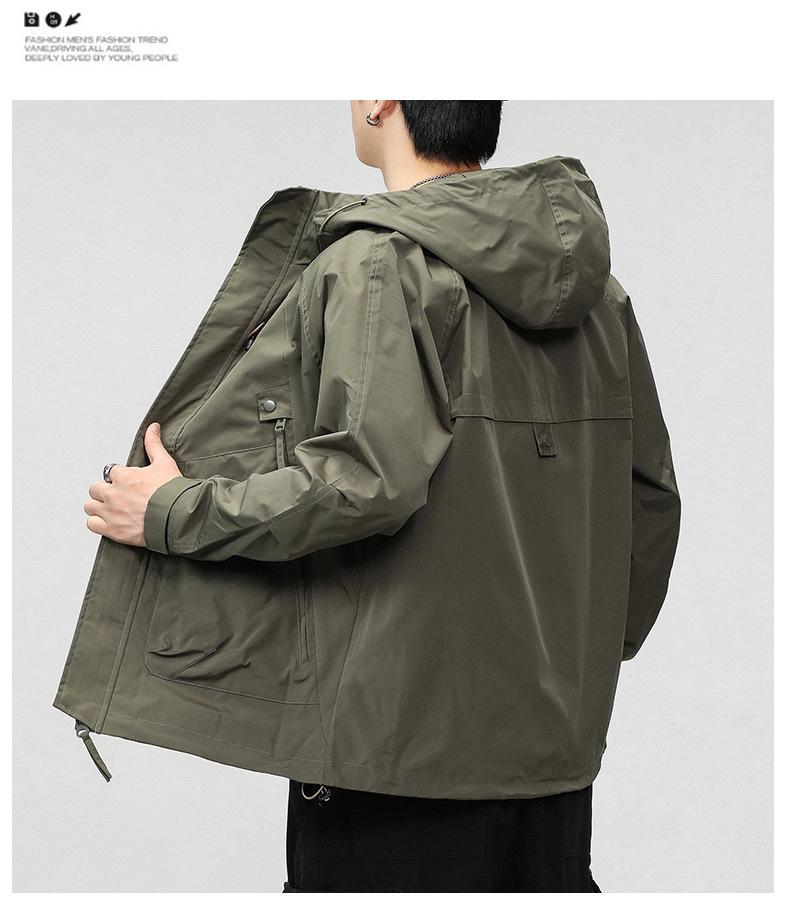 Men's 2025 Military Green Waterproof Windbreaker Jacket - Spring/Autumn Style