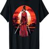 Samurai Girl Vintage Retro Sakura Cherry Blossom T-Shirt(296)