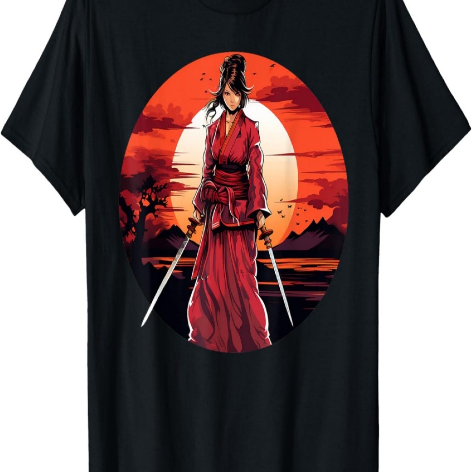 

Samurai Girl Vintage Retro Sakura Cherry Blossom T-Shirt(296) XXXXXL чорний