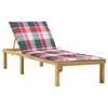 VidaXL Chaise Longue with Cushion Red Checks Impregnated Pine Wood
